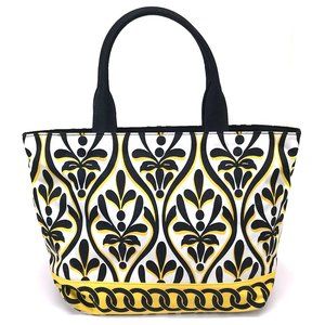 Talbots Yellow Black & White Zip Tote Handbag
